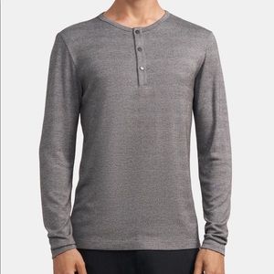 Theory, Snap Henley Shirt in Modal Jersey, Dark Heather Grey, Size Medium